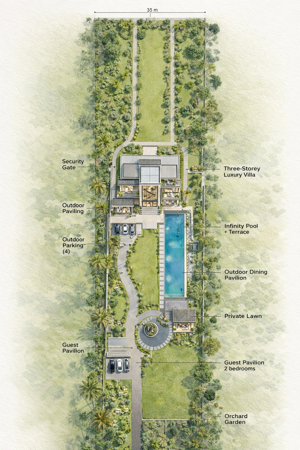 5 bedroom mansion house plan Kenya — The Kileleshwa, fits 100x100 plot