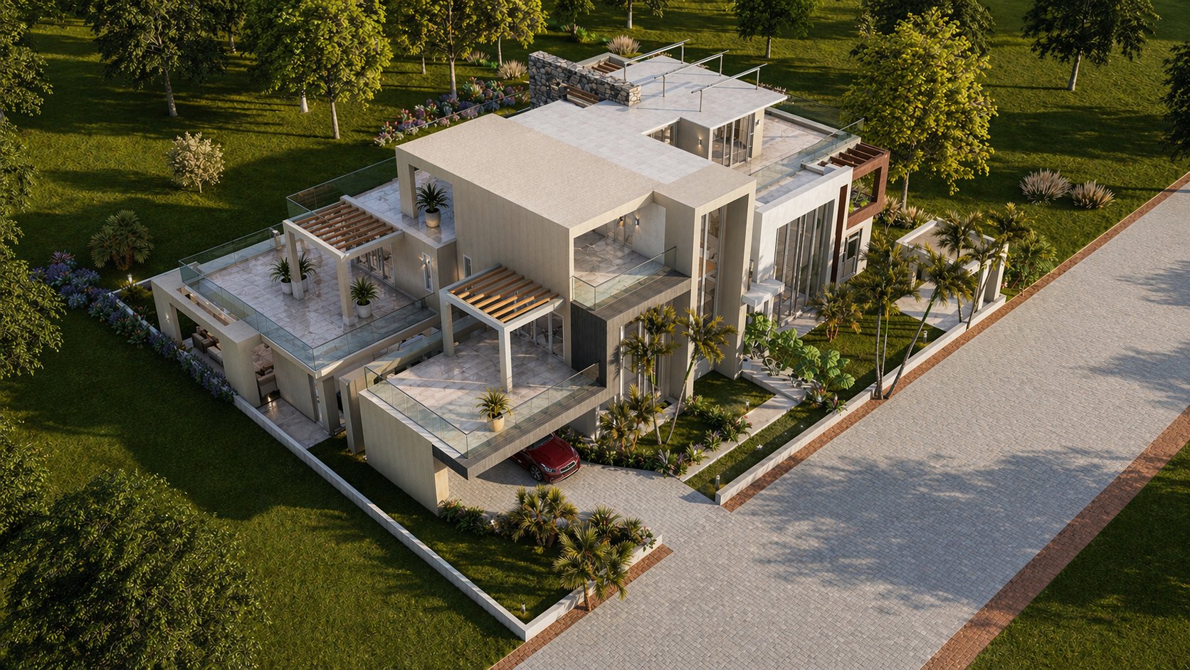 Premium outdoor bar with backlit spirits shelving and pendant lights — Aalis Studios Kenya evening design