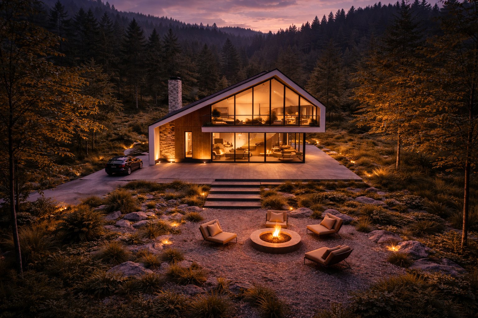 The Ngong Ridge House master ensuite — freestanding bath, floor-to-ceiling glass wall, walk-in rain shower, dark timber vanity — Aalis Studios bathroom interior design Kenya