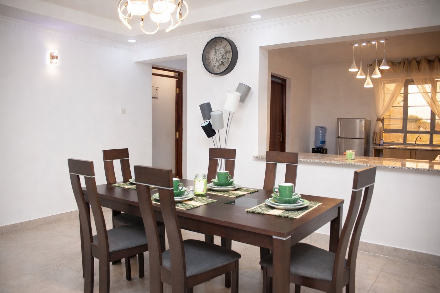Dining area with open-plan kitchen view in a Twinfalls City 3-bedroom bungalow, Malaa Kangundo Road