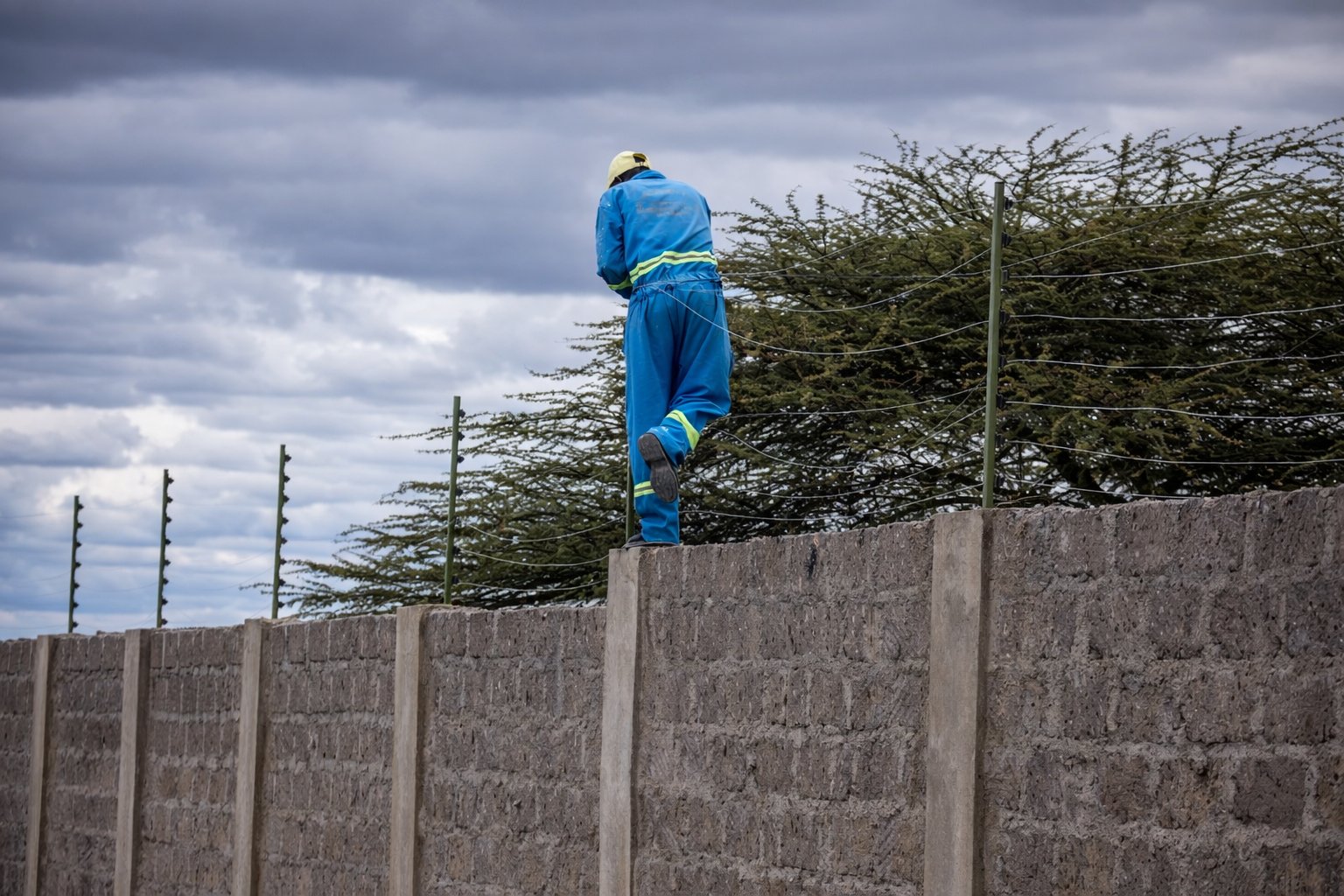 Twinfalls City perimeter wall with electric fence being installed, gated community security, Malaa Machakos